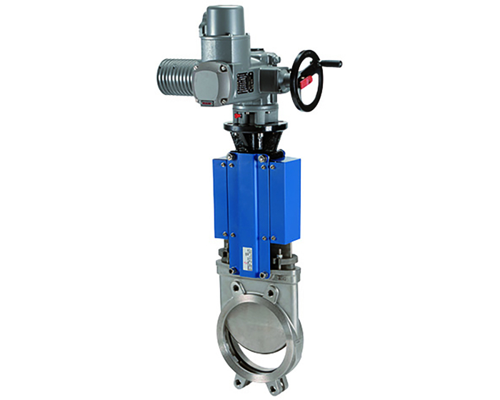 Stainless steel knife gate valve 172 + SA multi-turn electric actuator
